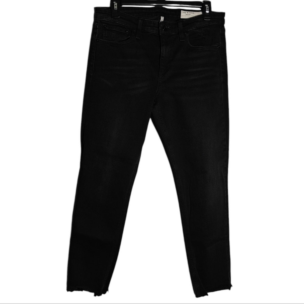RAG & BONE Cate Skinny Jean Mid Rise Ankle Dark Wash Black Denim Size 28